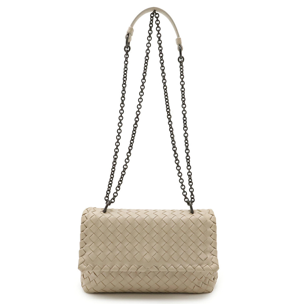 BOTTEGA VENETA Intrecciato Baby Olympia Shoulder Bag Chain Tote Beige Cream